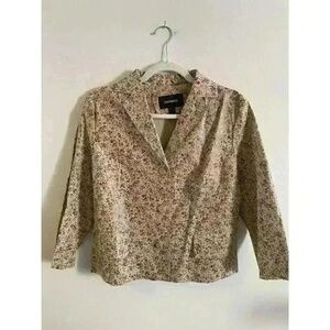 Express Leather Blazer Jacket Multi Color Beautiful Floral‎ Detail Size 7/8